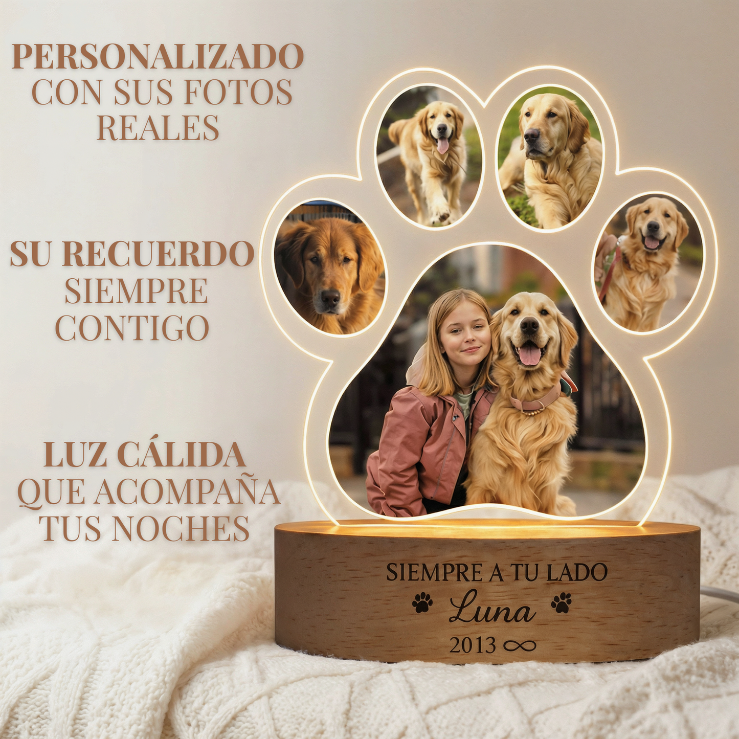 💛 Homenaje Iluminado Personalizado para tu Mascota